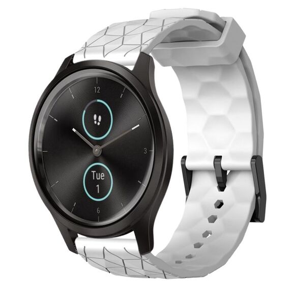 Per Garminmove Style 20mm Cinturino per orologio in silicone tinta unita con motivo a calcio (bianco)