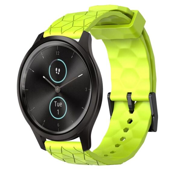 Per Garminmove Style 20mm Cinturino per orologio in silicone tinta unita con motivo a calcio (verde lime)