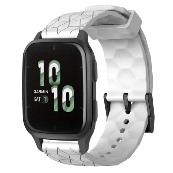Per Garmin Forerunner Sq2 Cinturino per orologio in silicone tinta unita da 20 mm con motivo a calcio (bianco)