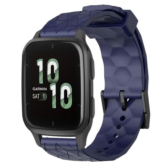 Per Garmin Forerunner Sq2 Cinturino per orologio in silicone tinta unita da 20 mm con motivo a calcio (blu navy)