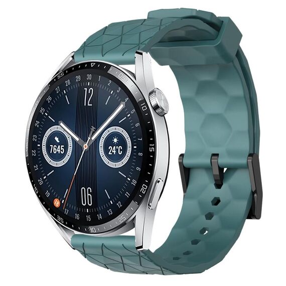 Per Huawei Watch GT3 46mm 22mm Cinturino in silicone tinta unita con motivo a calcio (Rock Cyan)