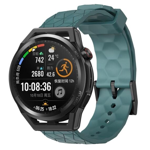 Per Huawei Watch GT Runner 22mm Cinturino in silicone a tinta unita con motivo calcio (Rock Cyan)