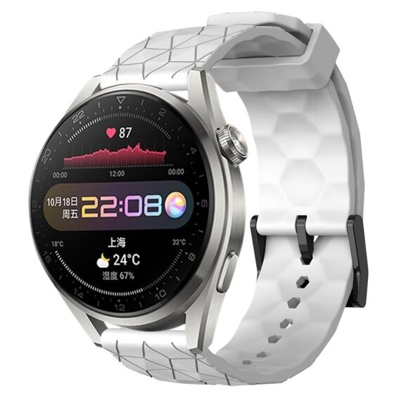 Per Huawei Watch 3 Pro 22mm Cinturino in silicone tinta unita con motivo a calcio (bianco)