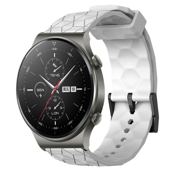 Per Huawei GT2 Pro 22mm Cinturino per orologio in silicone tinta unita con motivo a calcio (bianco)