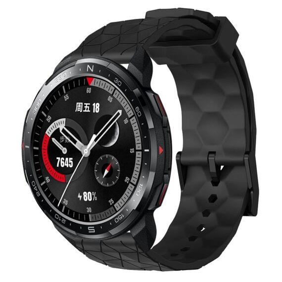 For Honor Watch GS Pro 22mm Cinturino per orologio in silicone tinta unita con motivo a calcio (nero)