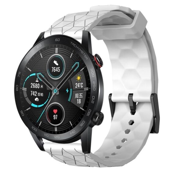 Per Honor Magic Watch 2 46mm 22mm Cinturino in silicone tinta unita con motivo a calcio (bianco)