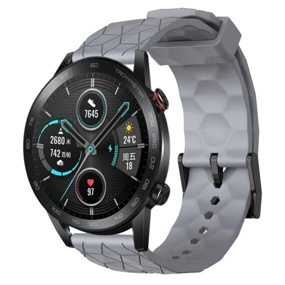 Per Honor Magic Watch 2 46mm 22mm Cinturino in silicone tinta unita con motivo a calcio (grigio)
