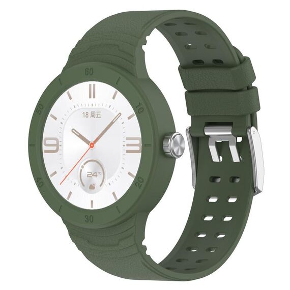 Cinturino integrato traspirante in silicone per Huawei Watch GT Cyber (verde scuro)