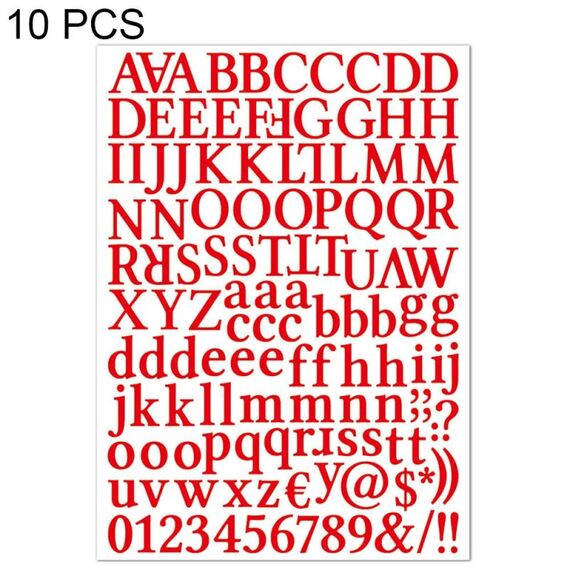 10 pezzi impermeabile alfabeto fai da te manuale adesivo regalo decorazione ufficio adesivo (rosso)