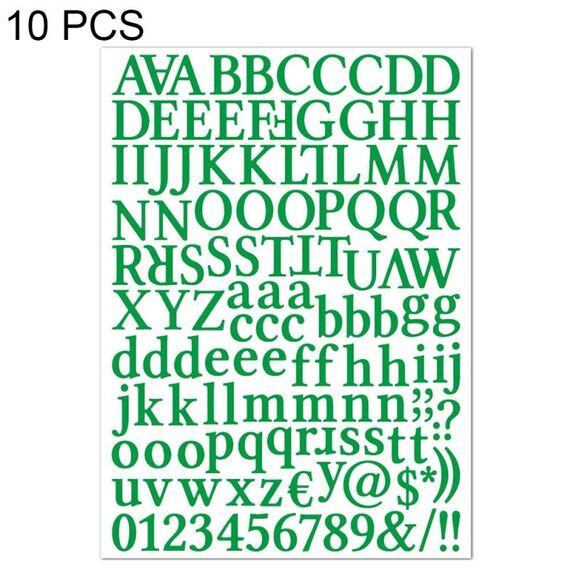10 pezzi impermeabile alfabeto fai da te manuale adesivo regalo decorazione ufficio adesivo (verde intenso)