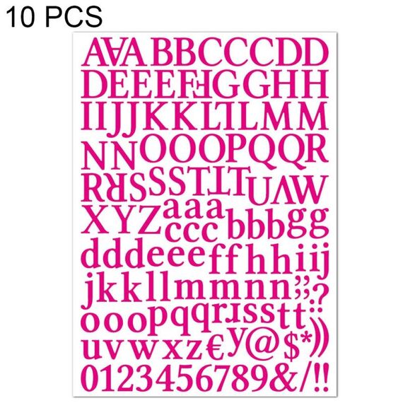 10 pezzi impermeabile alfabeto fai da te manuale adesivo regalo decorazione ufficio adesivo (rosa rossa)