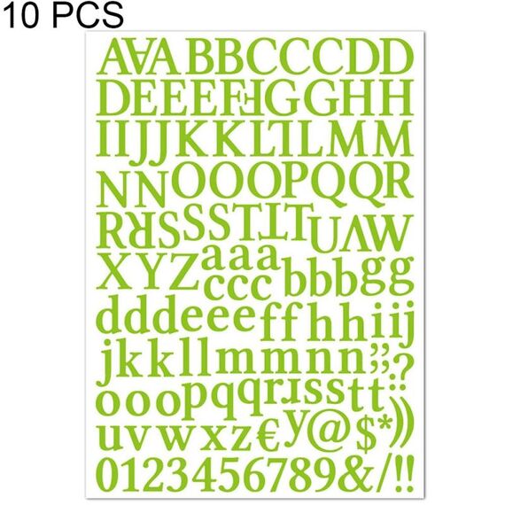 10 pezzi impermeabile alfabeto manuale fai da te adesivo regalo decorazione ufficio adesivo (verde chiaro)