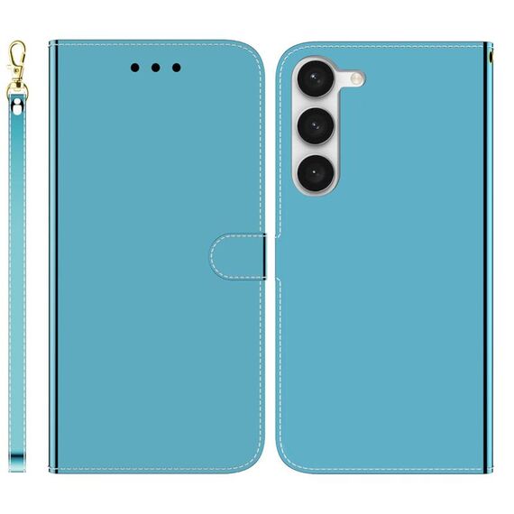 Per Samsung Galaxy S23 + 5G Custodia in pelle con superficie a specchio imitata (blu)