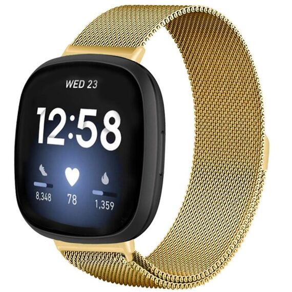 Per Fitbit Versa 4 / Versa 3 20mm Milanese Cinturino Magnetico in Metallo con Fibbia Diviso(Oro)