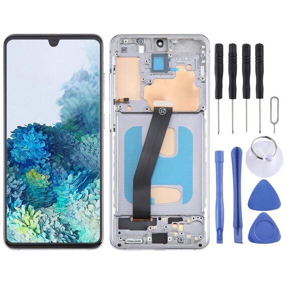 Schermo LCD TFT per Samsung Galaxy S20 SM-G980 Digitizer Assemblaggio completo con cornice, non supporta l'identificazione delle impronte digitali (grigio)