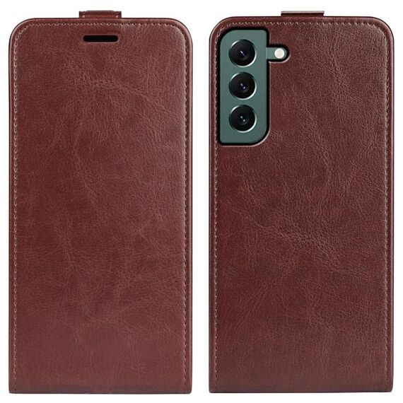 Per Samsung Galaxy S23 + 5G R64 Custodia per telefono in pelle con vibrazione verticale Texture (marrone)