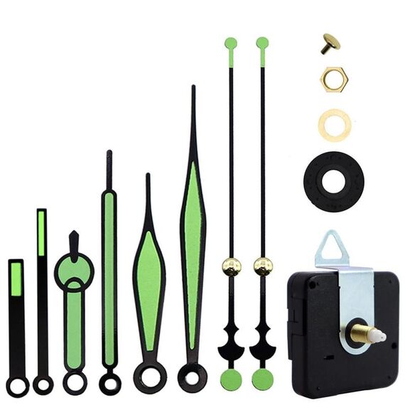 Lunghezza albero 18,5 mm Orologio al quarzo Movimento silenzioso + Lancette luminose Kit fai da te, Specifiche: Movimento + 3 set di aghi