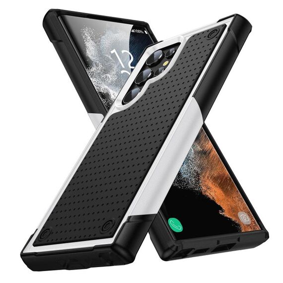 Per Samsung Galaxy S22 Ultra 5G PC + Custodia protettiva antiurto in TPU (bianco + nero)