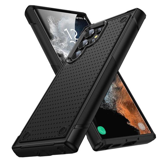 Per Samsung Galaxy S22 Ultra 5G PC + TPU Custodia protettiva antiurto per telefono (nero + nero)