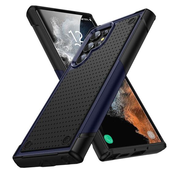 Per Samsung Galaxy S22 Ultra 5G PC + TPU Custodia protettiva antiurto per telefono (blu + nero)