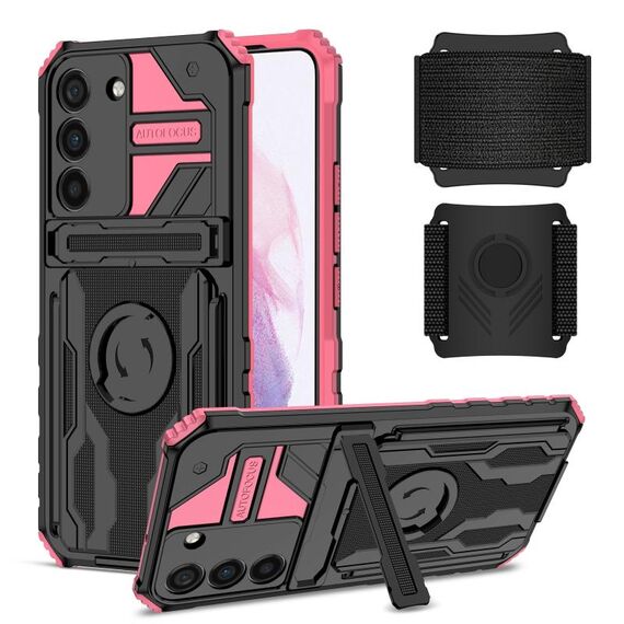 Per Samsung Galaxy S23 + 5G Custodia per telefono con cinturino per armatura (rosa)