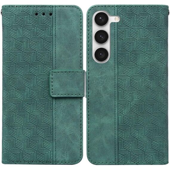 Per Samsung Galaxy S23 5G Custodia per cellulare in pelle goffrata geometrica (verde)