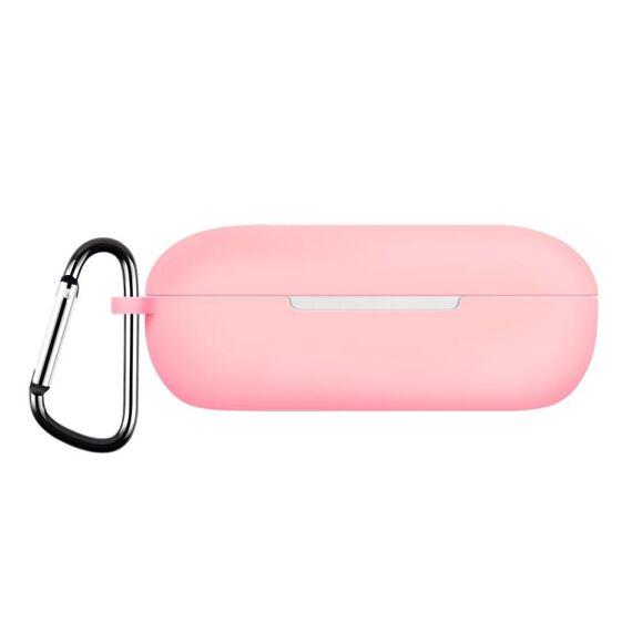 Custodia in silicone per auricolari Bluetooth di colore puro per Huawei FreeBuds SE con gancio (rosa)