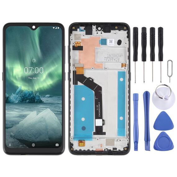 Schermo LCD originale per Nokia 7.2 / 6.2 Digitizer Assemblaggio completo con cornice (nero)