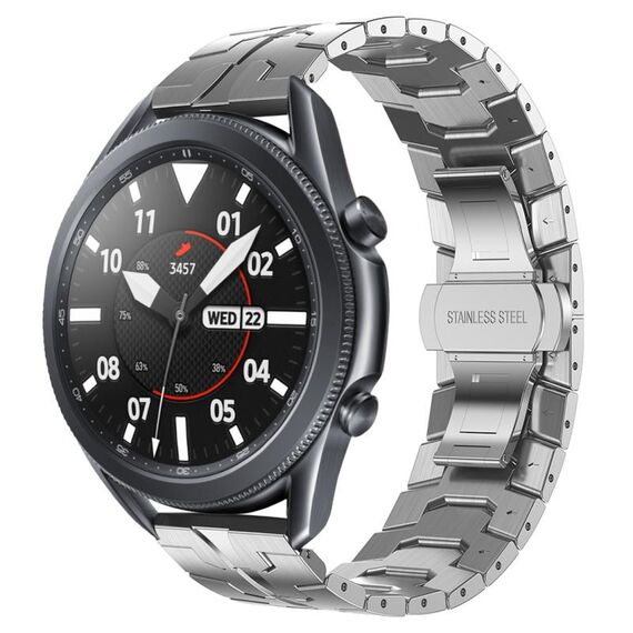Per Samsung Galaxy watch3 45mm Cinturino in acciaio inossidabile con armatura in metallo (argento)