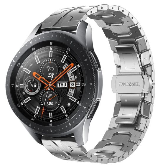 Per orologio Samsung Galaxy 46mm Cinturino in acciaio inossidabile con armatura in metallo (argento)