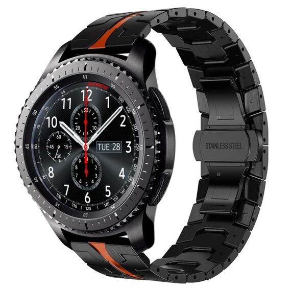 Per Samsung Gear S3 Frontier Armor cinturino in metallo in acciaio inossidabile (nero + rosso)