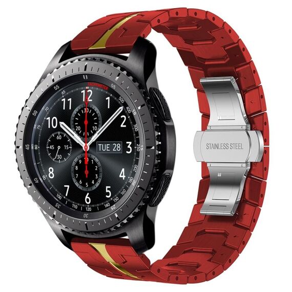 Per Samsung Gear S3 Frontier Armor cinturino in metallo in acciaio inossidabile (rosso + oro)