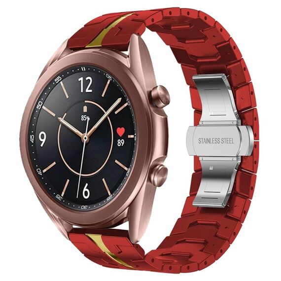 Per Samsung Galaxy Watch3 41mm Cinturino in acciaio inossidabile con armatura in metallo (rosso + oro)