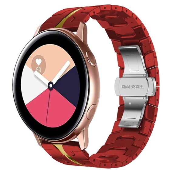 Per Samsung Galaxy Watch Active Armor Cinturino in metallo in acciaio inossidabile (rosso + oro)