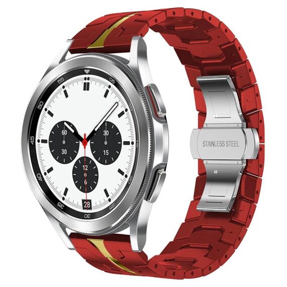 Per Samsung Galaxy Watch4 / Watch4 Cinturino in acciaio inossidabile con armatura classica (rosso + oro)