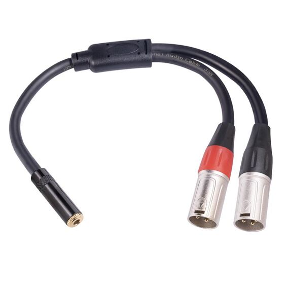 TC227YXK402-03 Cavo audio maschio da 3,5 mm femmina a doppio XLR a 3 pin, lunghezza: 30 cm (rosso nero)
