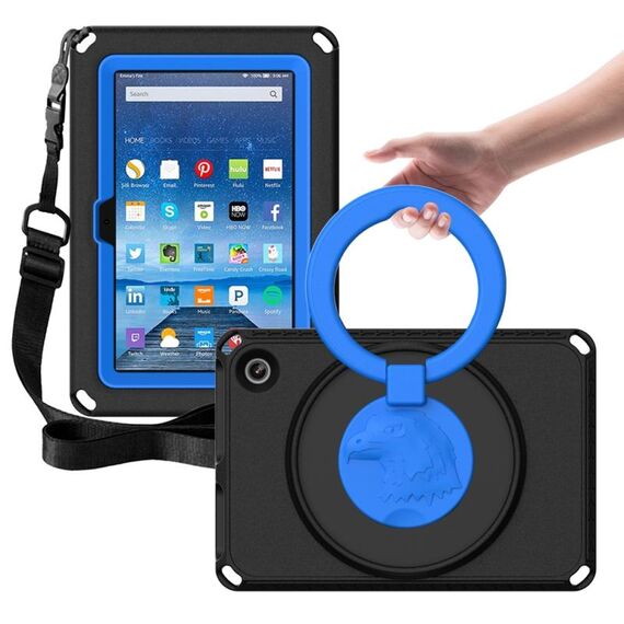Custodia per tablet antiurto per Amazon Kindle Fire HD7 2022 EVA + PC con telaio impermeabile (nero)