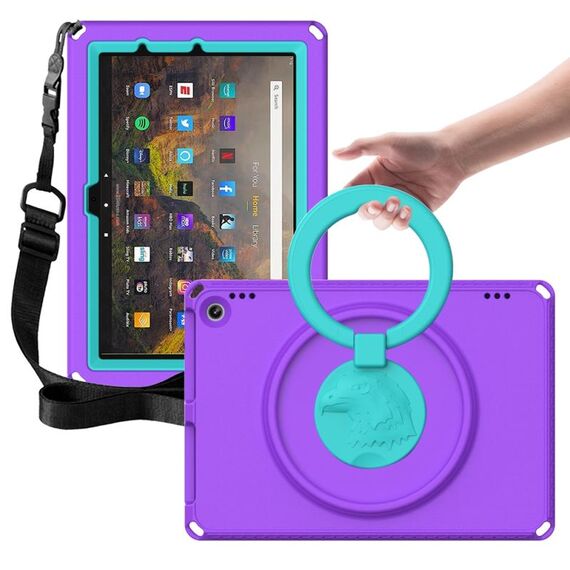 Custodia per tablet antiurto per Amazon Kindle Fire HD10 2021 EVA + PC con telaio impermeabile (viola)