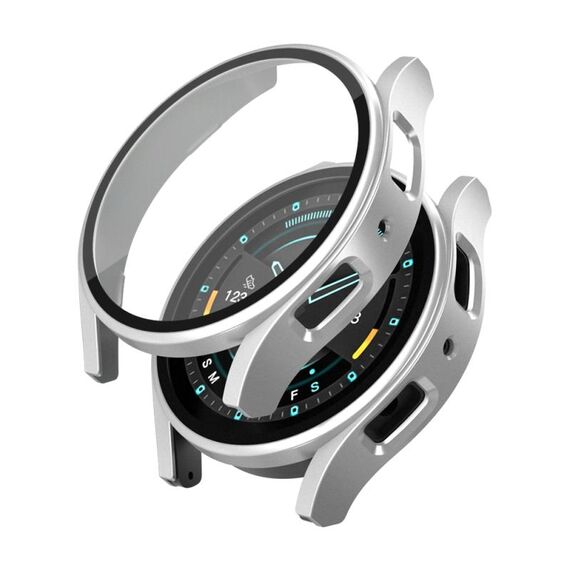 Per Samsung Galaxy Watch5 PC smerigliato + custodia protettiva per orologio integrata con pellicola temperata (argento)
