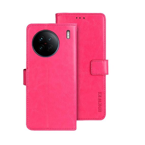 Custodia in pelle per vivo X90 idewei Crazy Horse Texture (rosa rossa)