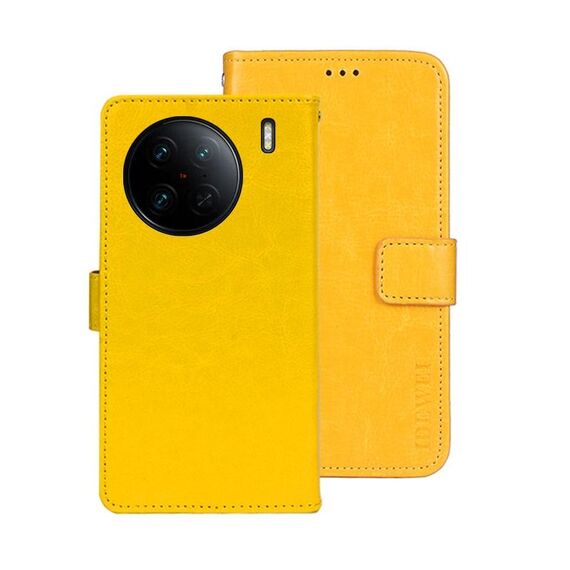 Custodia in pelle per vivo X90 Pro idewei Crazy Horse Texture (giallo)