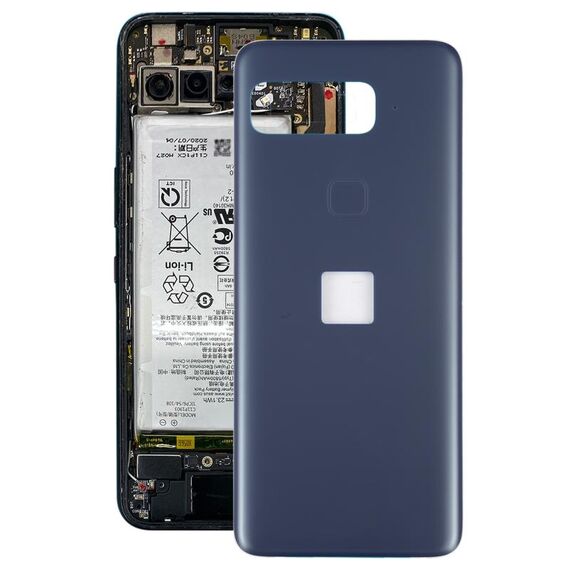 Cover posteriore in vetro per batteria per smartphone Asus per Insider Snapdragon, foro per impronte digitali (blu scuro)
