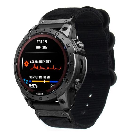 Per cinturino in nylon con fibbia in acciaio a tre anelli Garmin Fenix 7X (nero)