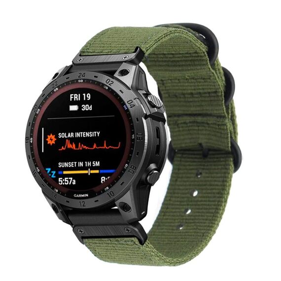 Per Garmin Fenix 7 cinturino in nylon con fibbia in acciaio a tre anelli (verde militare)