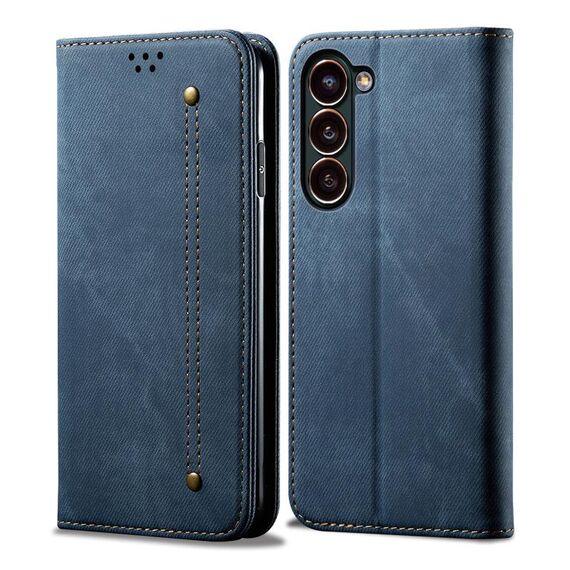 Custodia in pelle per Samsung Galaxy S23 5G Denim Texture (blu)