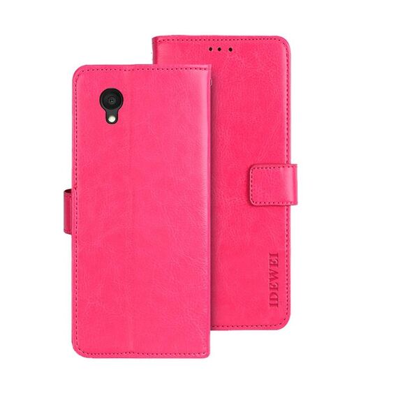 Per Alcatel 1 Ultra idewei Custodia per telefono in pelle Crazy Horse Texture (rosa rossa)