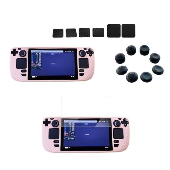 Custodia protettiva per console di gioco in silicone antiurto per Steam Deck (rosa)