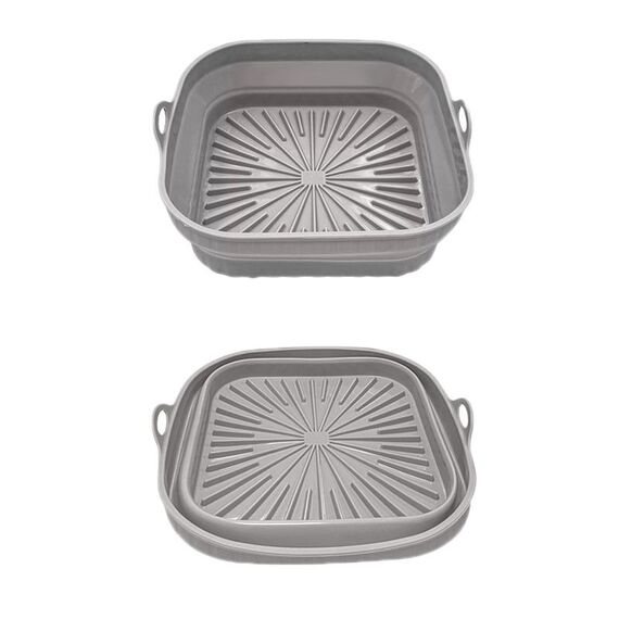 Teglia da forno in silicone resistente alle alte temperature con tappetino per griglia per friggitrice ad aria, specificazione: grigio quadrato