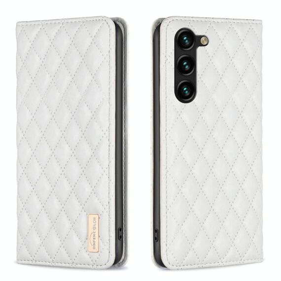 Per Samsung Galaxy S23 + 5G Diamond Lattice Custodia magnetica in pelle per telefono (bianco)