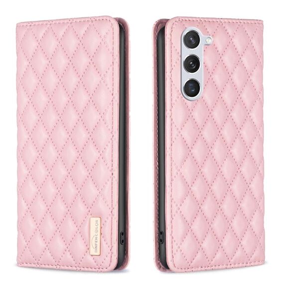 Per Samsung Galaxy S23 5G Diamond Lattice Custodia magnetica in pelle per telefono (rosa)